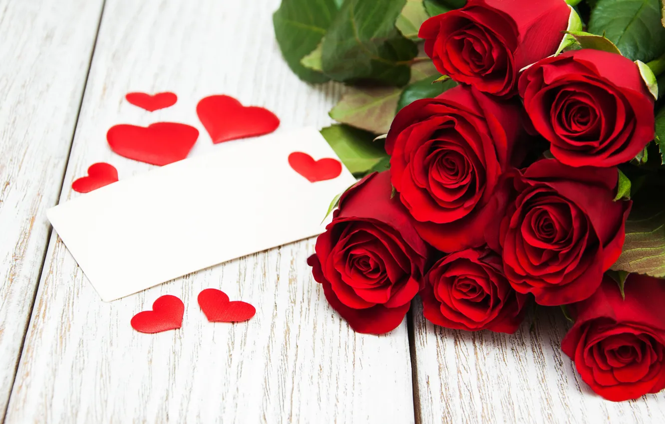 Photo wallpaper love, red, roses, hearts, red, love, romantic, hearts