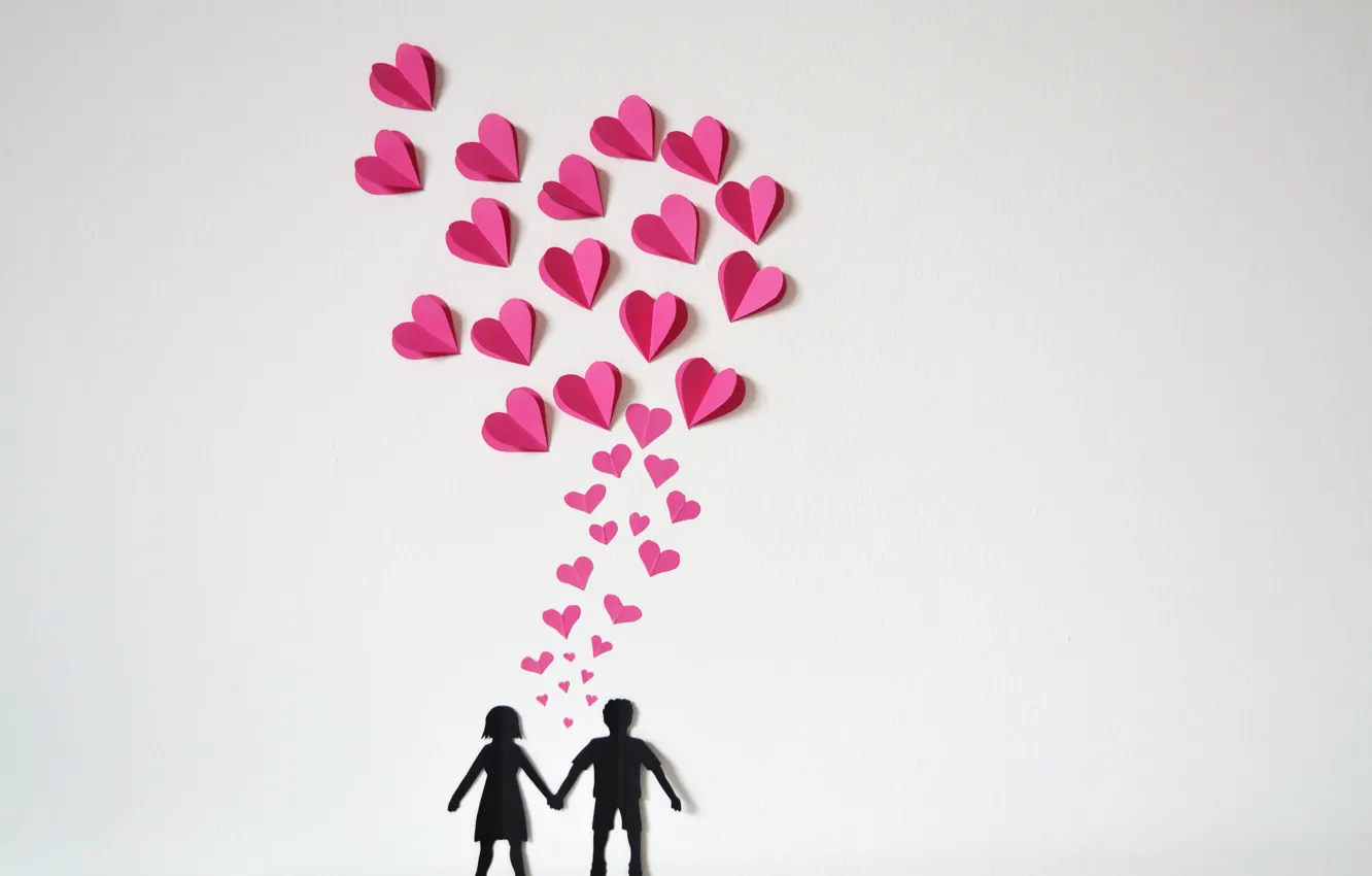 Photo wallpaper paper, hearts, love, heart, origami, romantic, paper