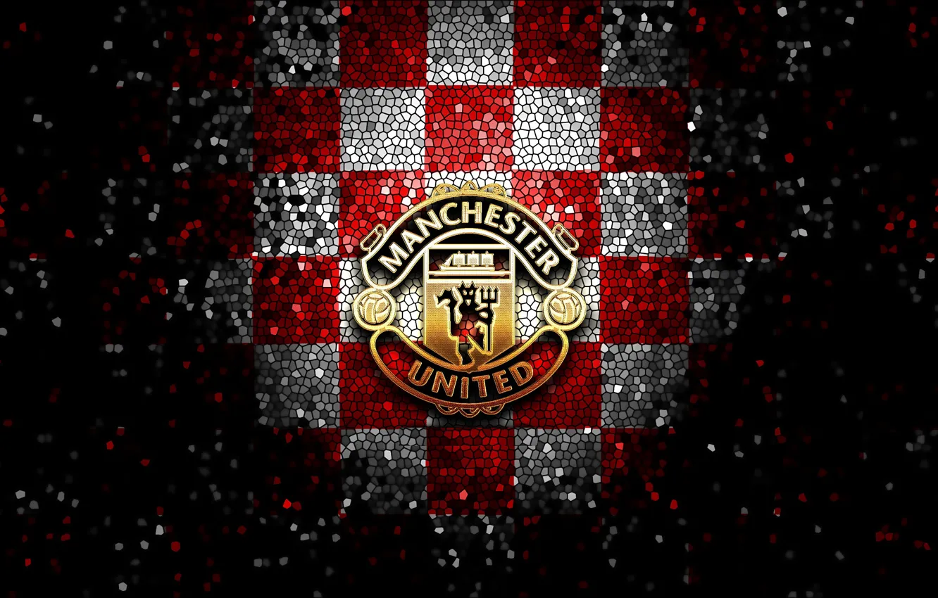 Photo wallpaper wallpaper, sport, logo, football, Manchester United, glitter, checkered