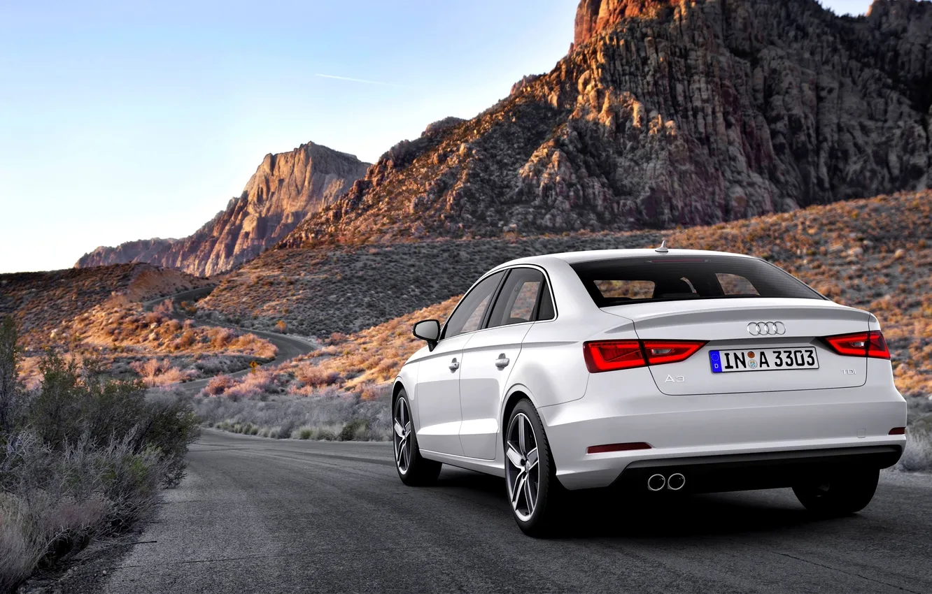 Photo wallpaper auto, white, mountains, Audi, Audi, day, sedan