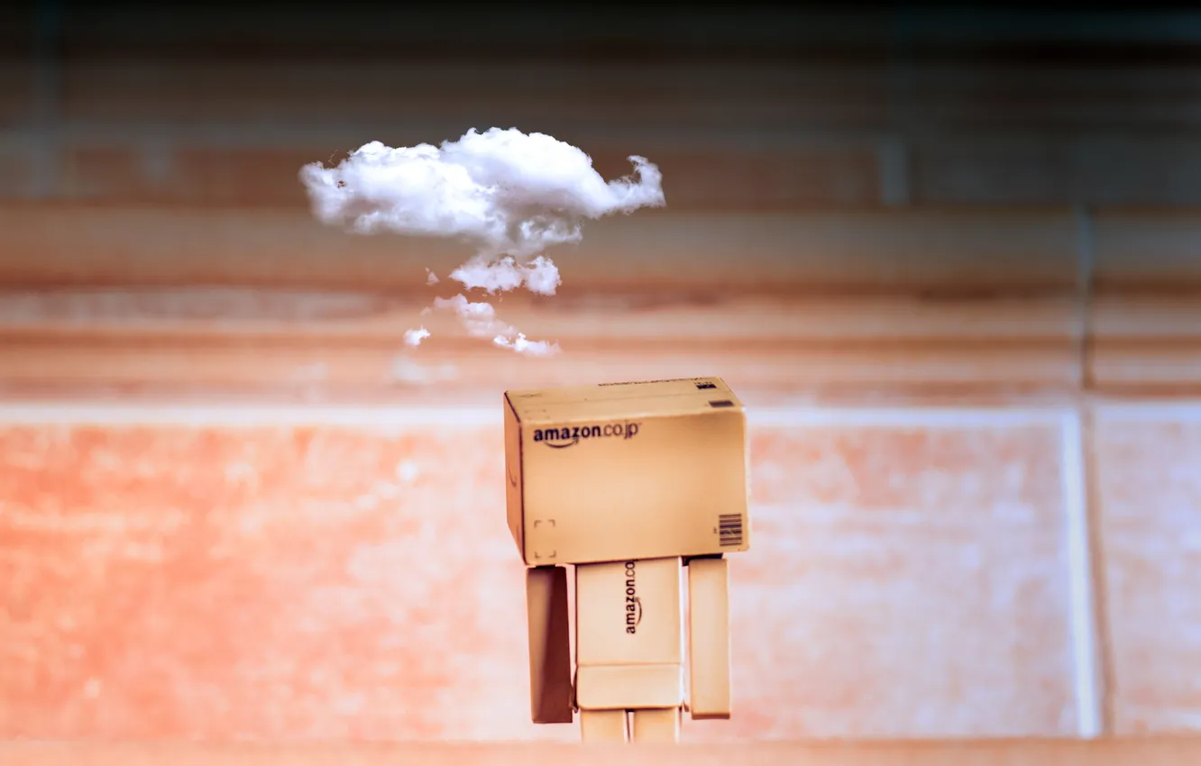 Photo wallpaper clouds, box, amazon