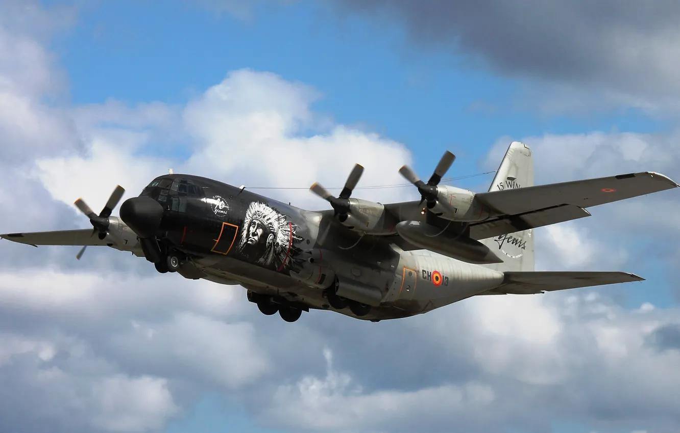 Photo wallpaper flight, the plane, military transport, C-130, (CH-13)
