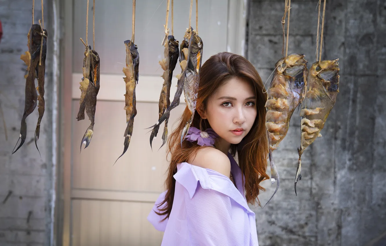 Photo wallpaper girl, portrait, roach