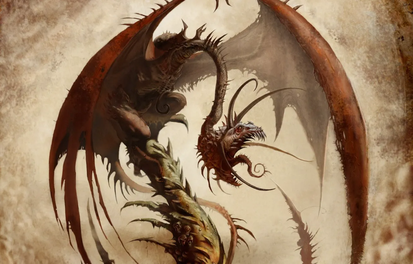 Photo wallpaper dragon, wings, monster