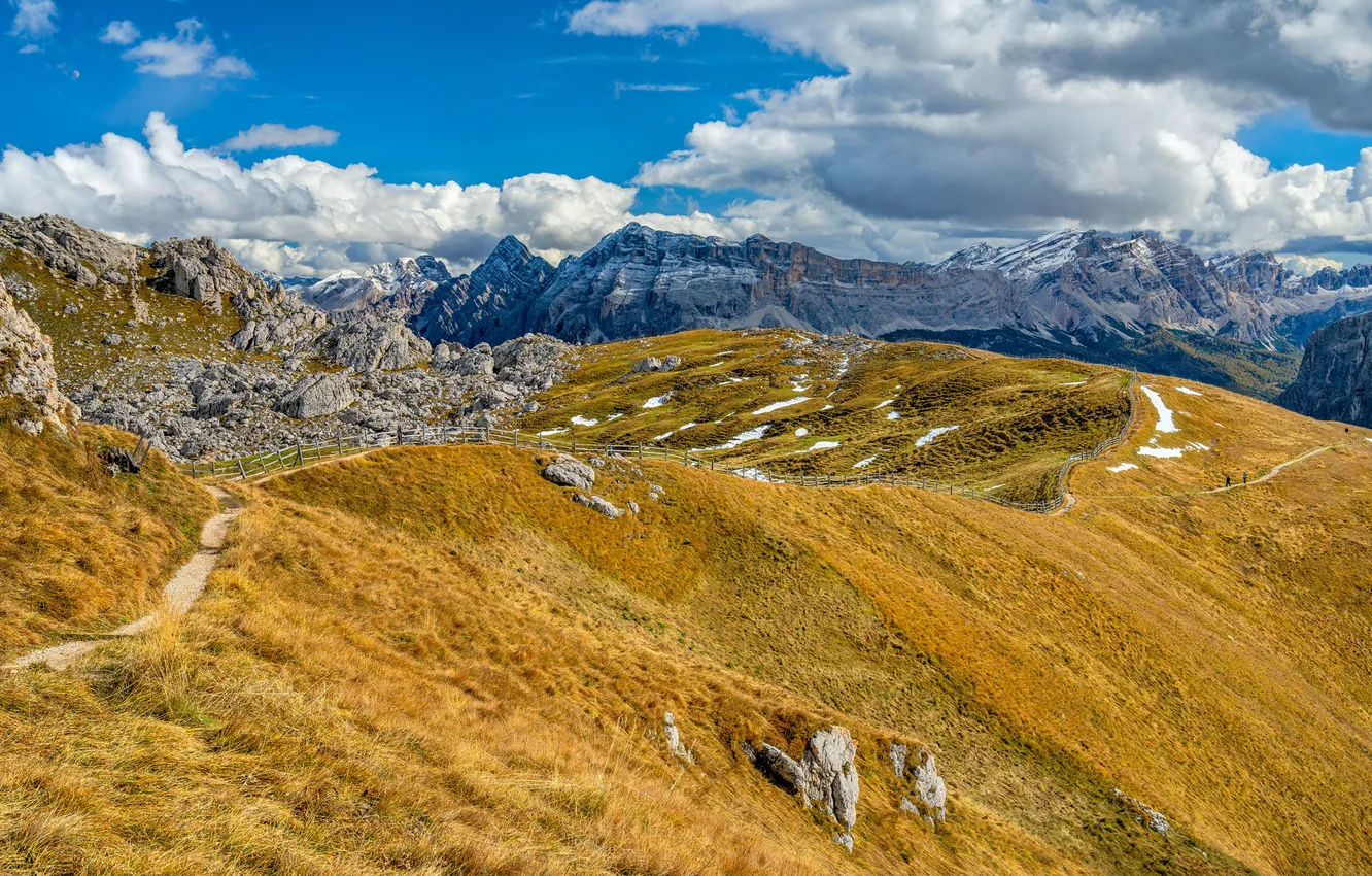 Photo wallpaper Nature, Clouds, Mountains, Italy, Landscape