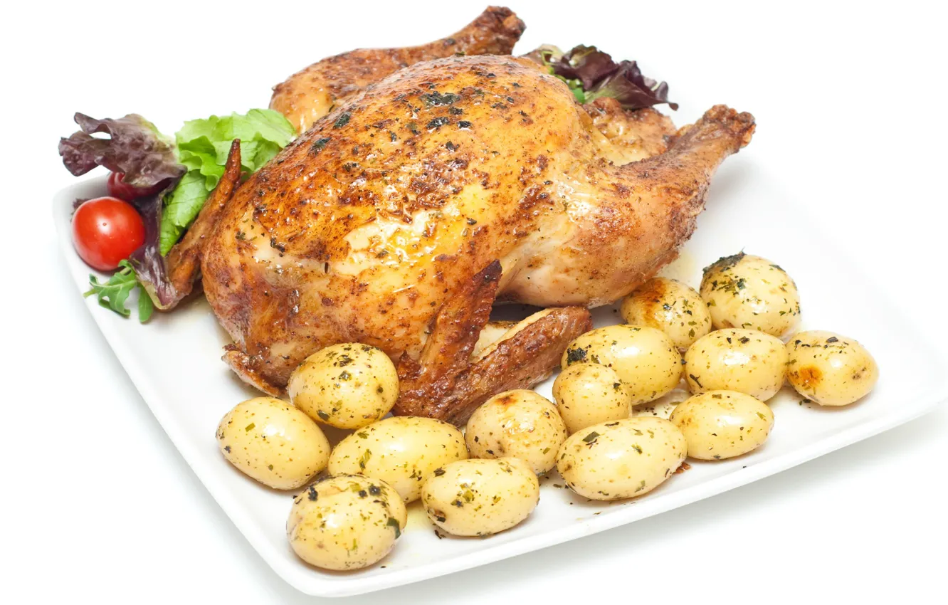 Photo wallpaper chicken, potatoes, grill