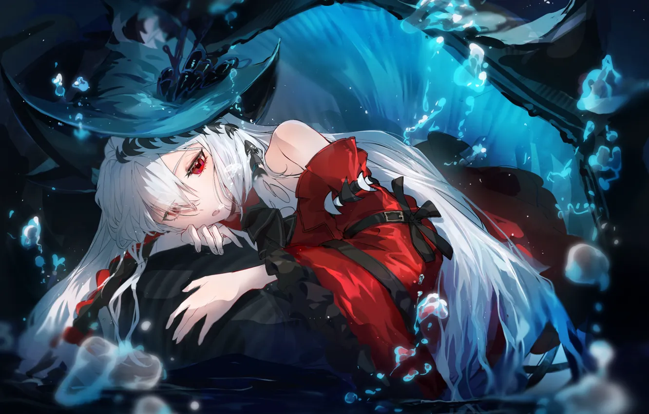 Photo wallpaper water, girl, Arknights, Skadi