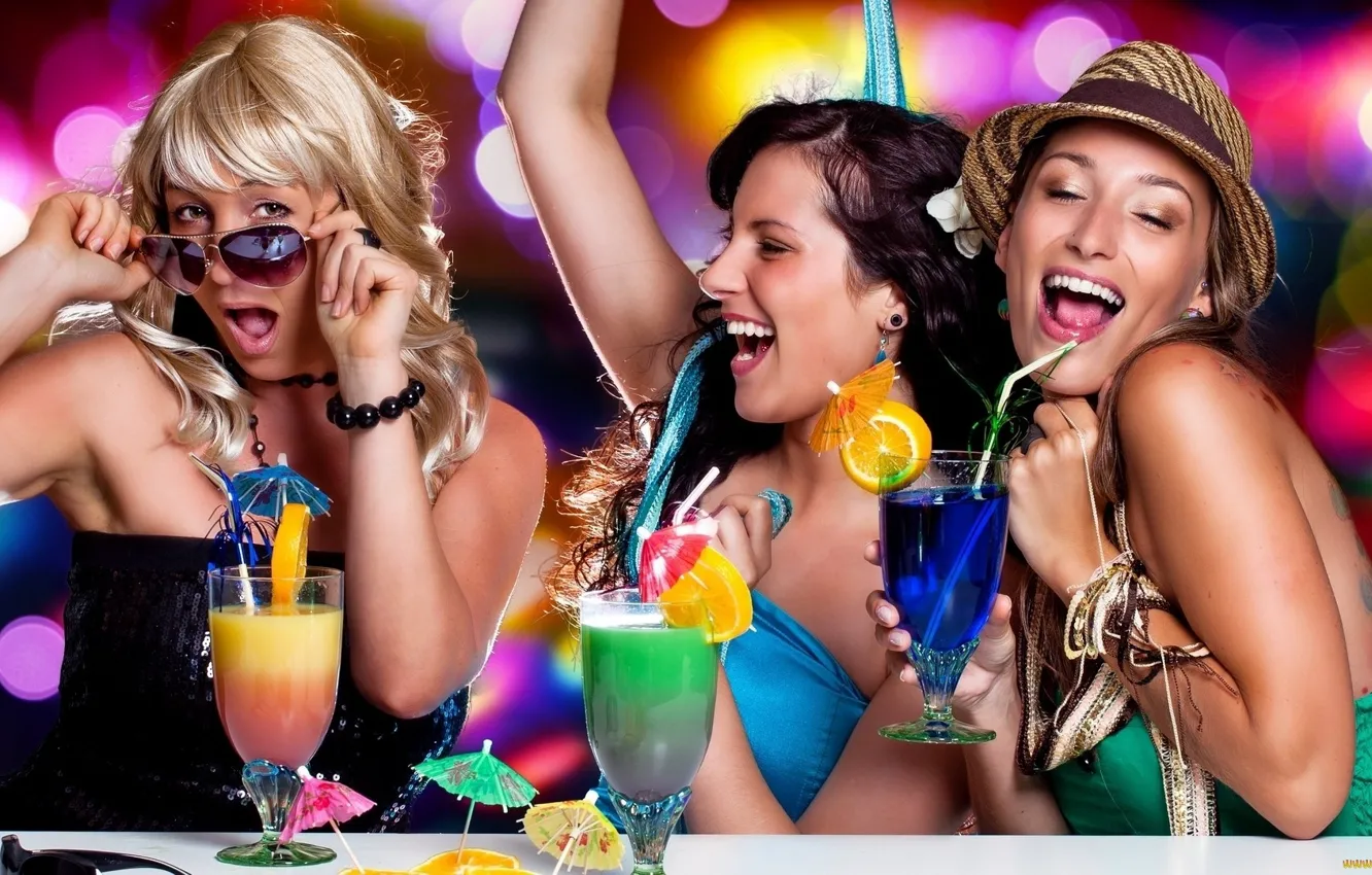 Photo wallpaper beauty, three, fun