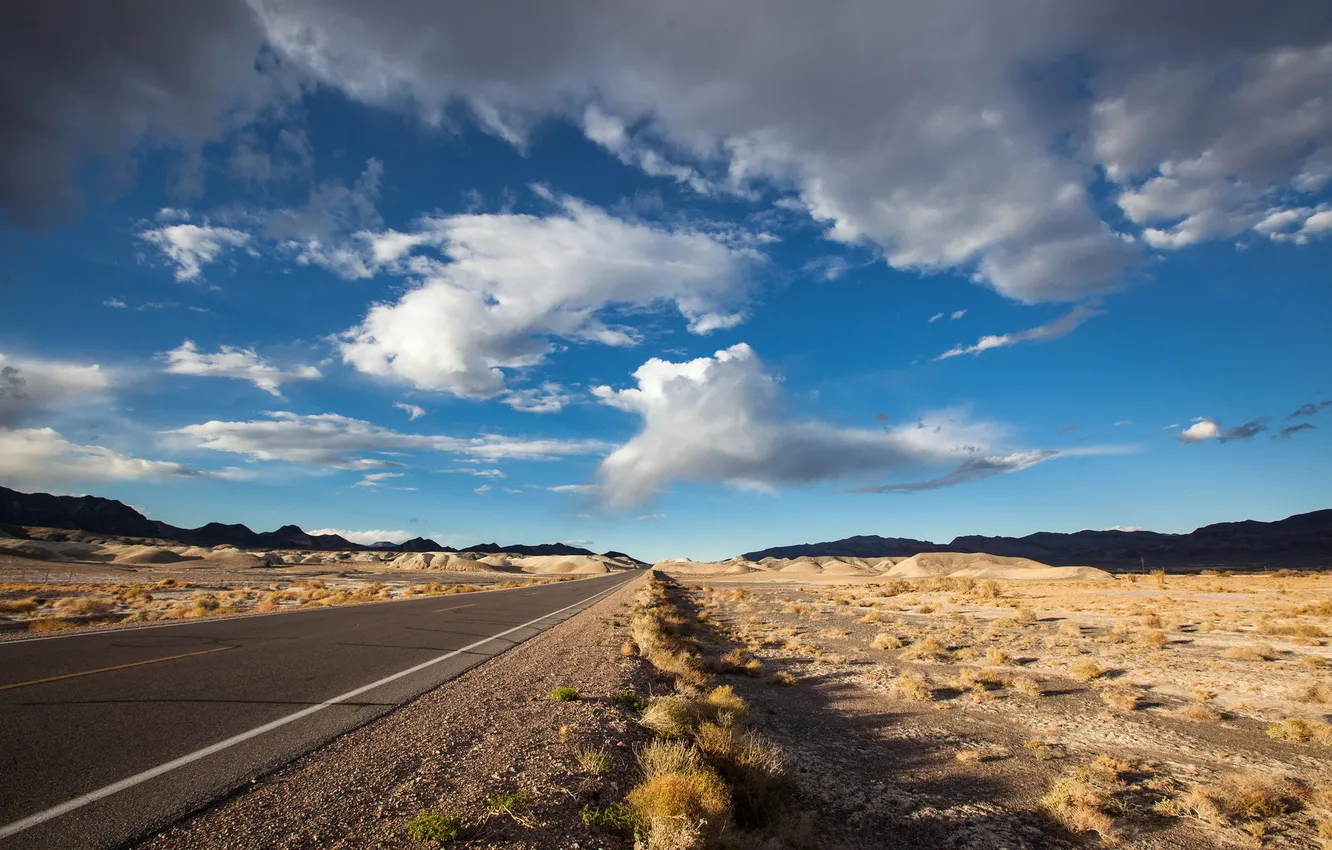 Photo wallpaper road, field, the sky