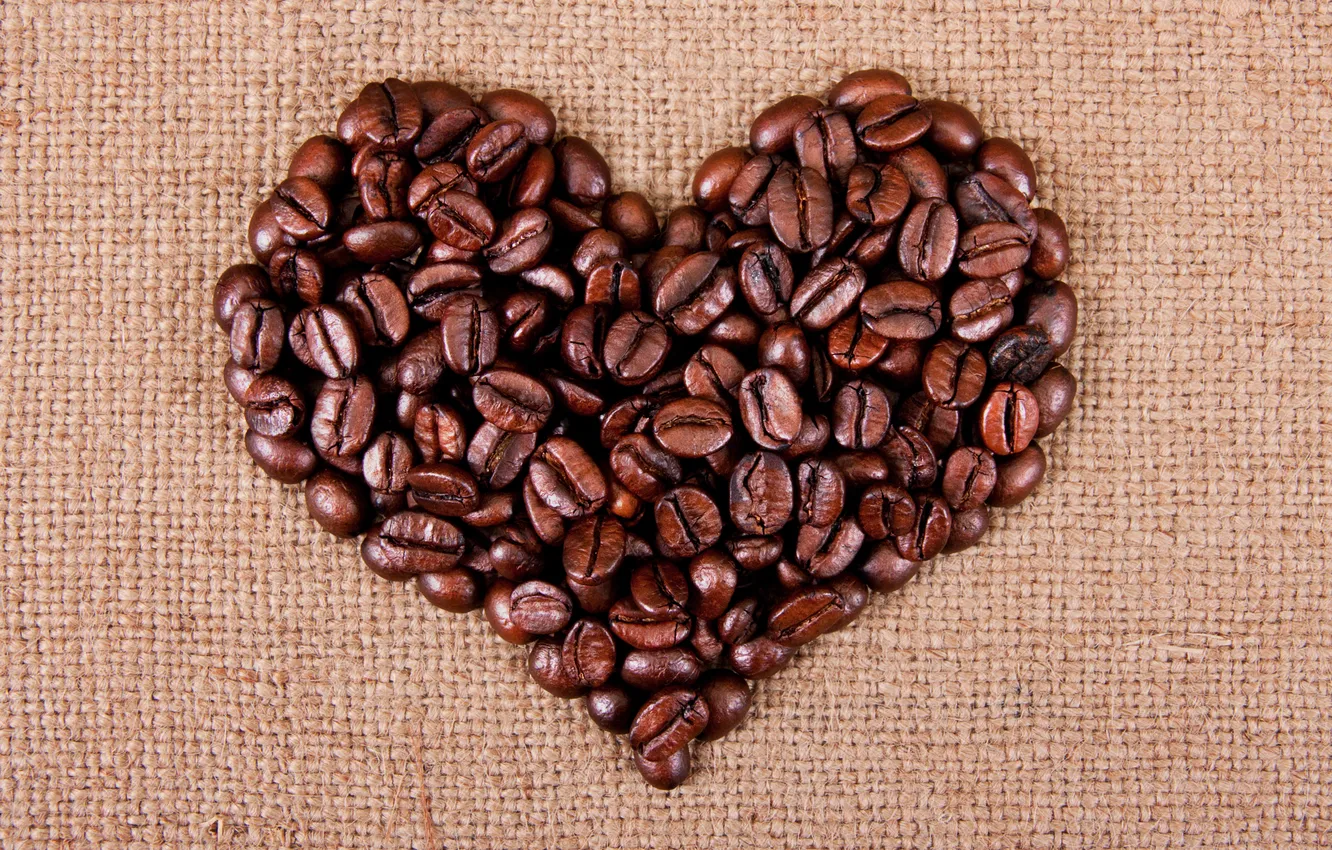 Photo wallpaper creative, heart, coffee beans