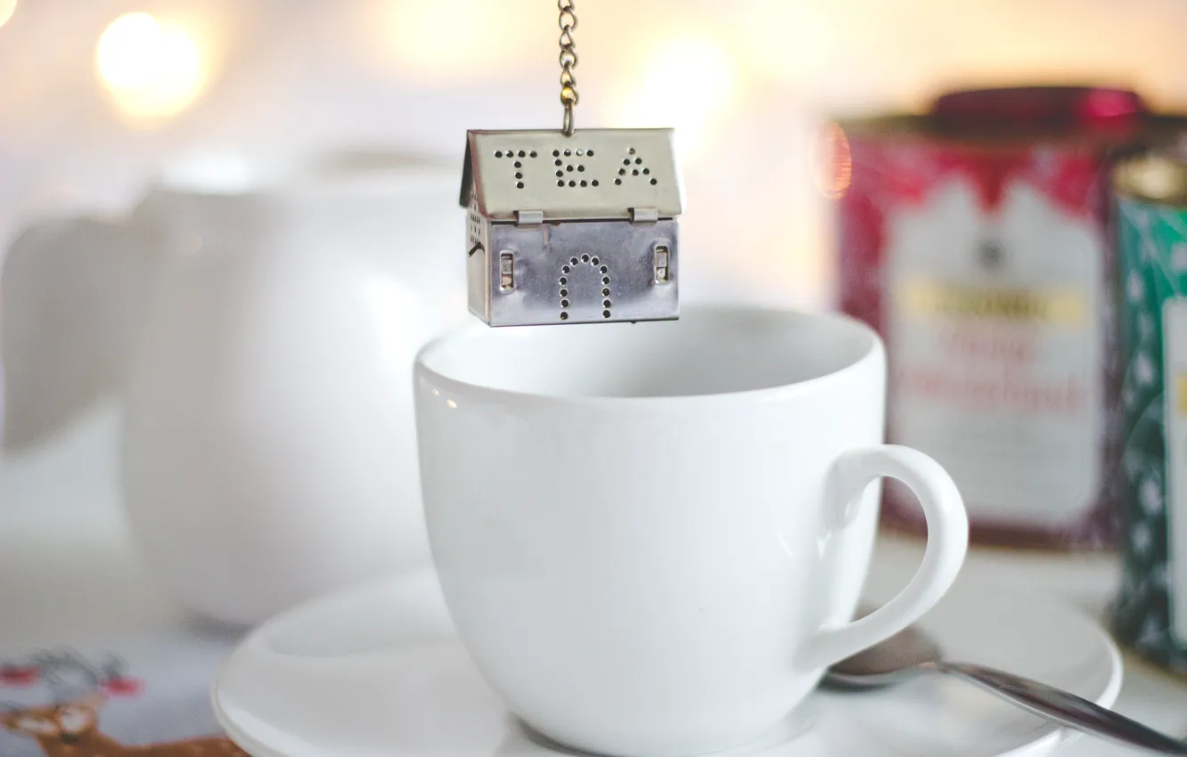 Photo wallpaper house, tea, mug, Cup, house