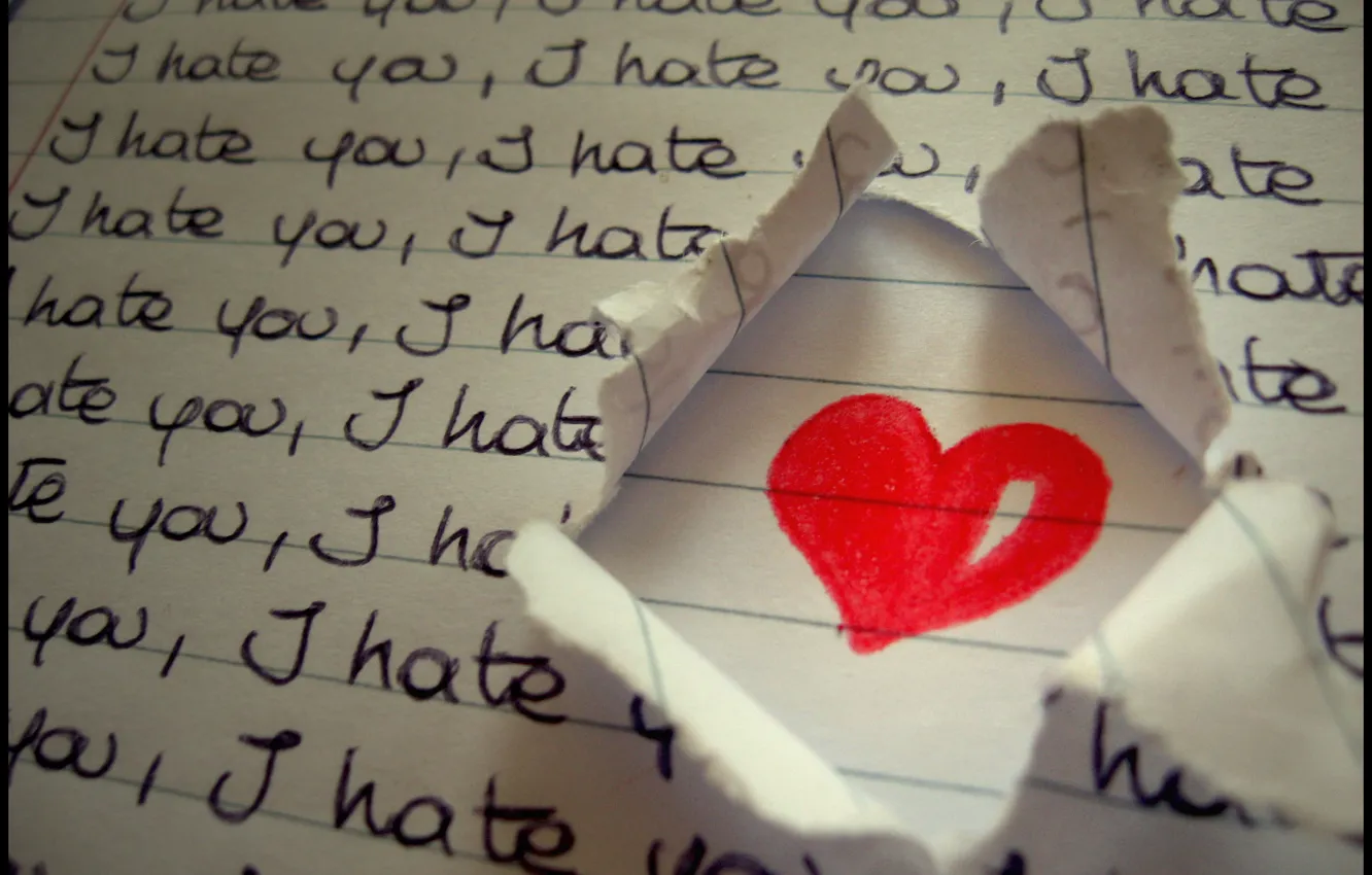 Photo wallpaper love, heart, love, i hate you, heart