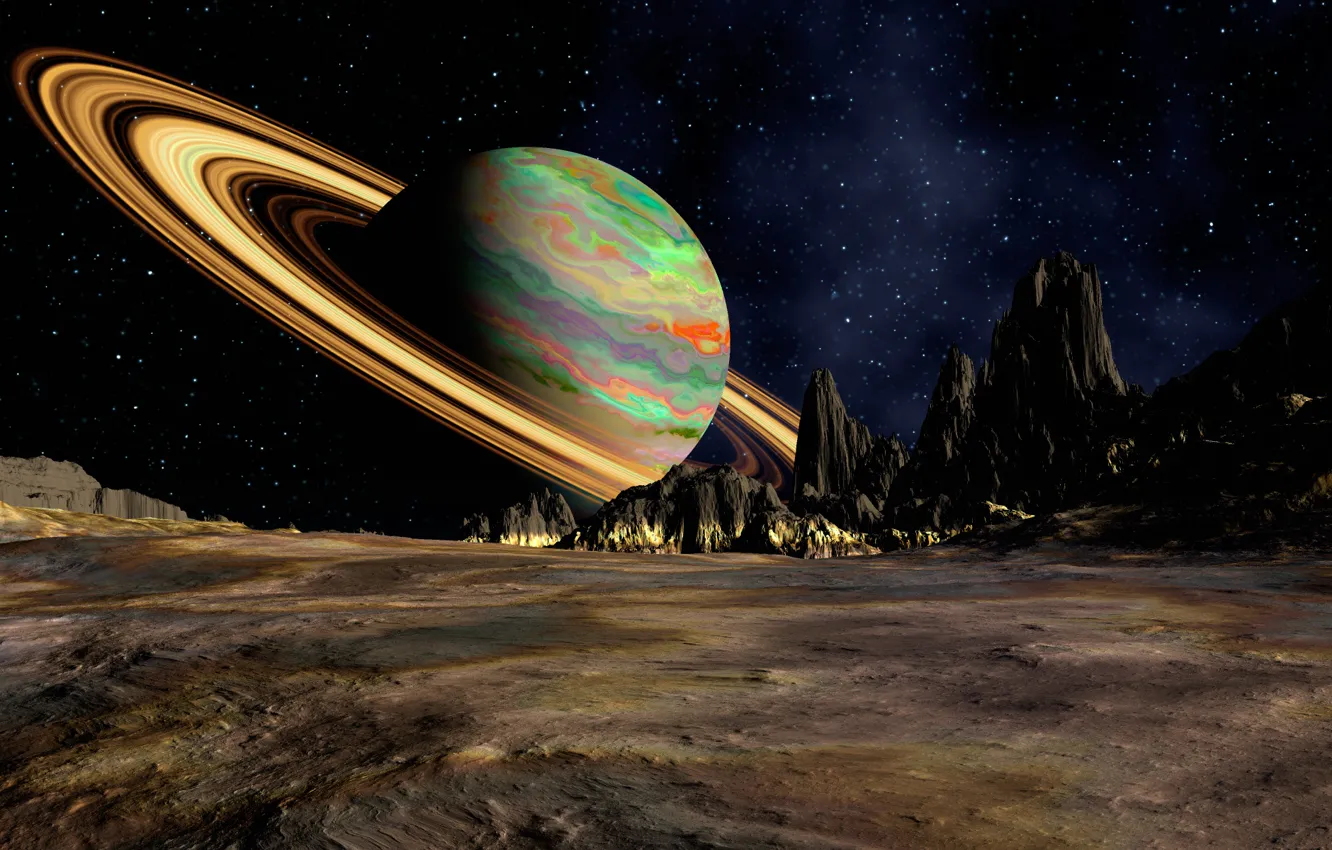 Photo wallpaper space, planet, ring