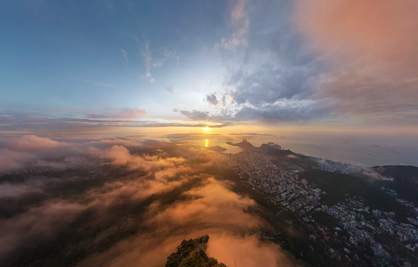 Photo wallpaper the sun, the city, sunrise, Rio de Janeiro, Rio de Janeiro