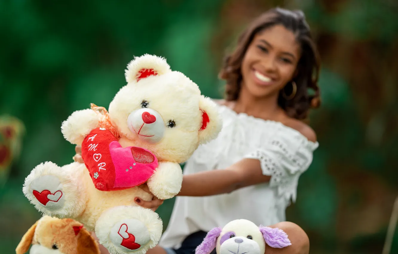 Photo wallpaper white, summer, look, girl, nature, pose, smile, mood