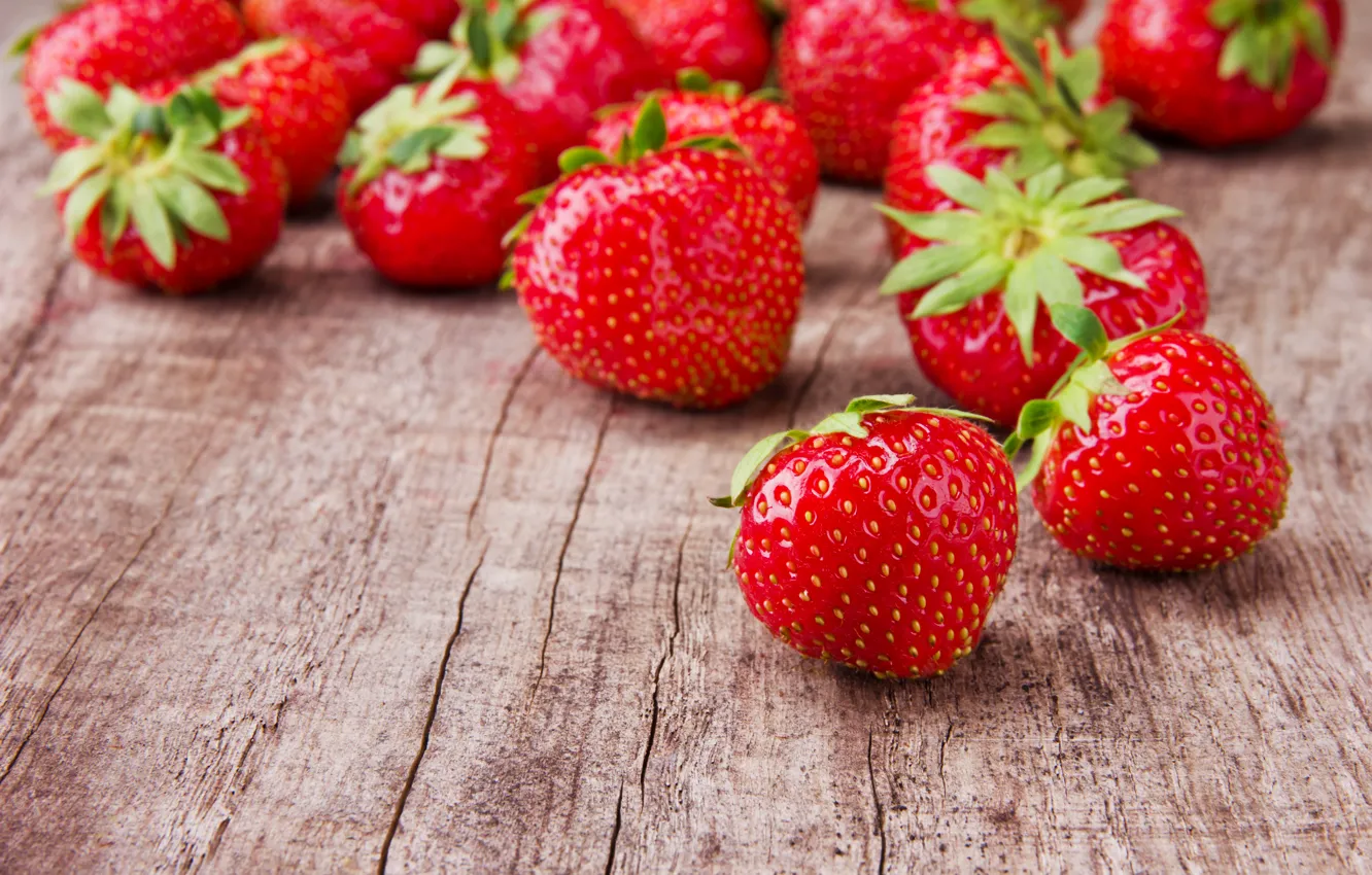 Photo wallpaper strawberry, berry, leaves