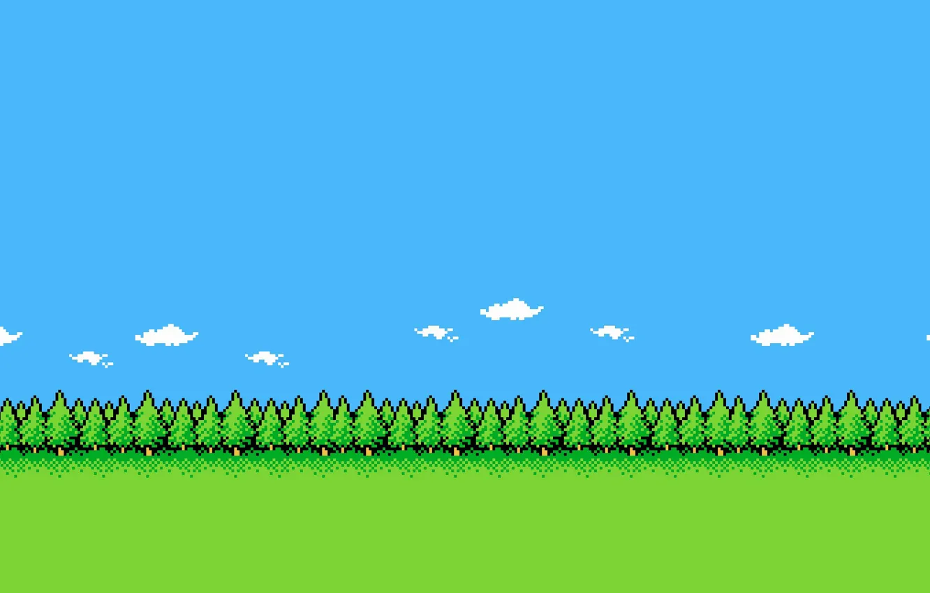 Photo wallpaper Retro, Forest, Background, Graphics, Pixels, 8bit, 8bit, PXL