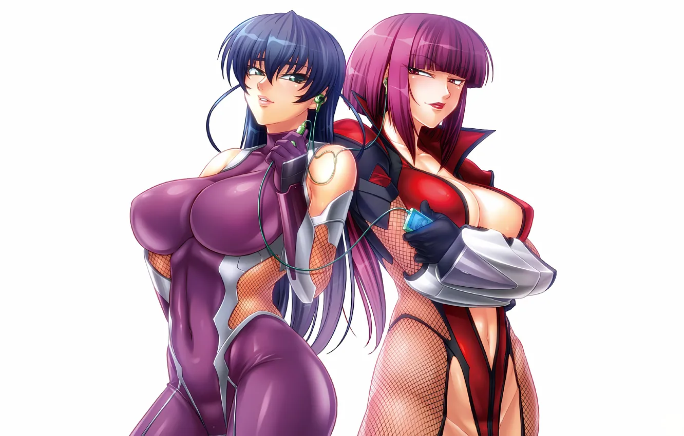 Photo wallpaper sexy, cleavage, pink hair, green eyes, long hair, girls, boobs, anime