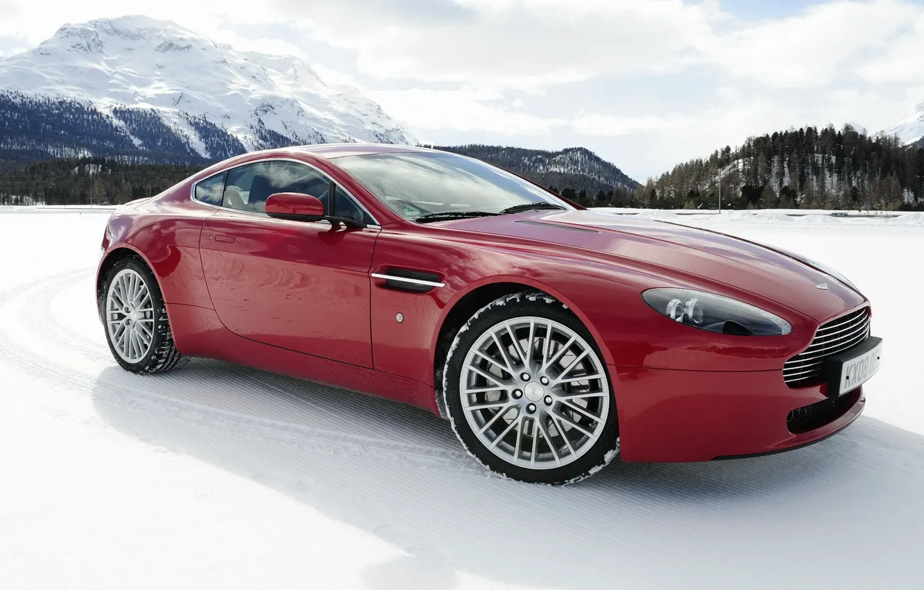 Photo wallpaper winter, snow, aston martin