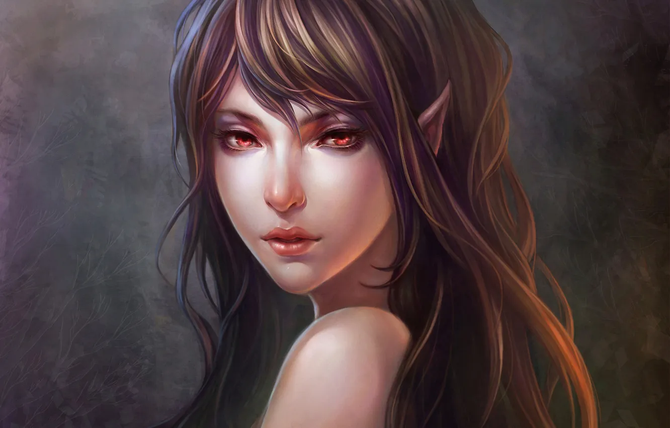 Photo wallpaper girl, face, background, art, elf, ears