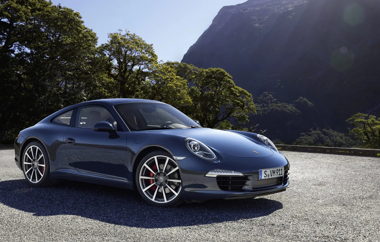 Photo wallpaper blue, Porsche, Porsche, Porsche, blue, new, Carrera S