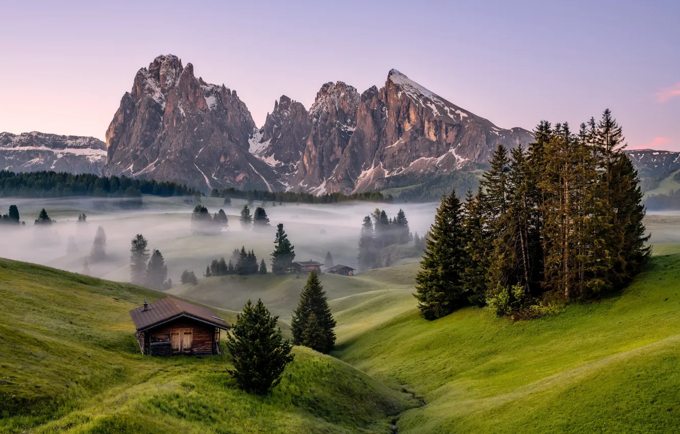 Photo wallpaper Italy, Dolomite Alps, Sea of Fog