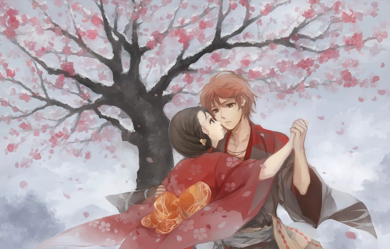 Photo wallpaper romance, art, pair, two, Hanasaku Manimani
