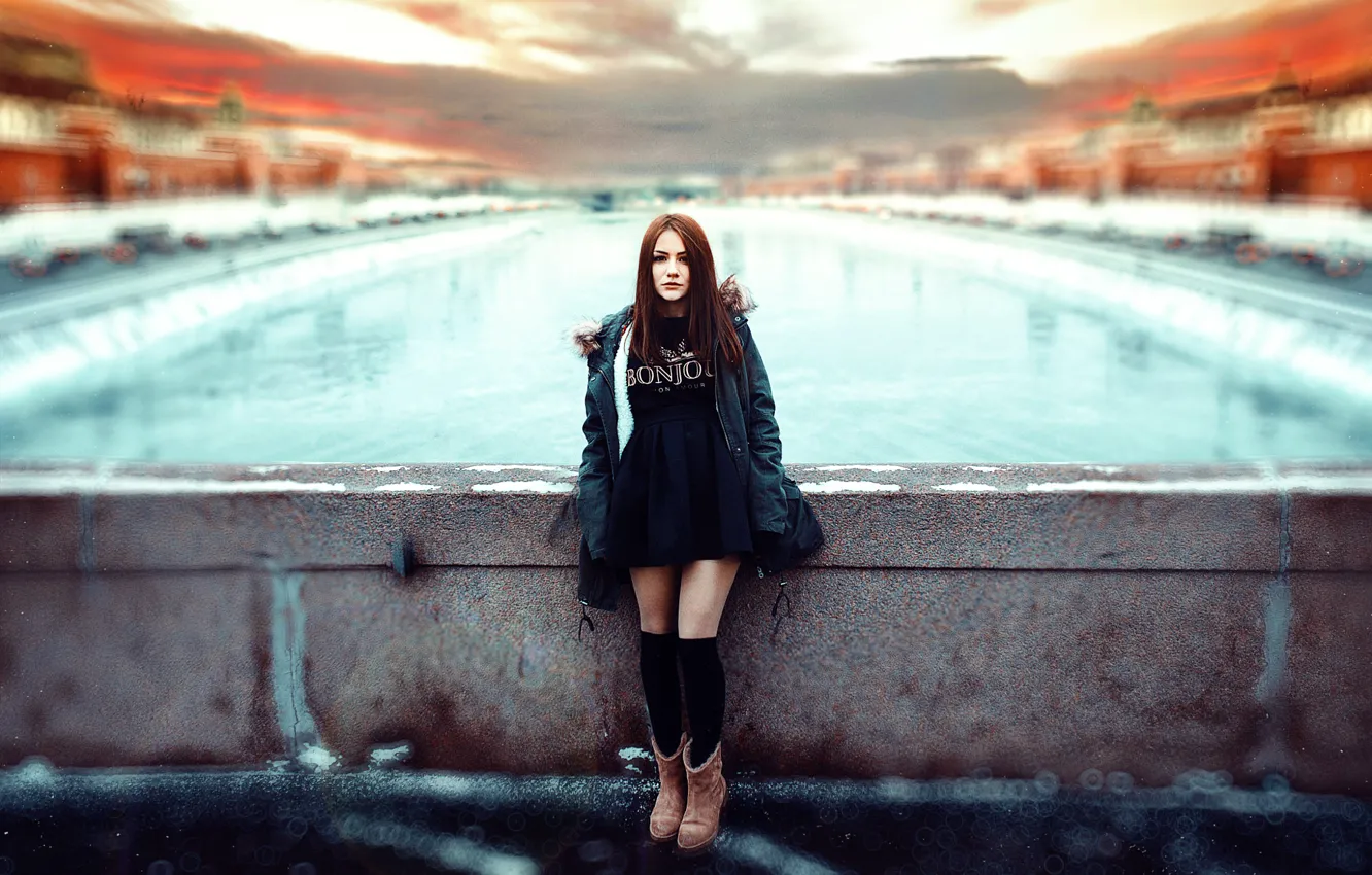 Photo wallpaper cold, girl, the city, treatment, Moscow, skirt, Ivan Gorokhov