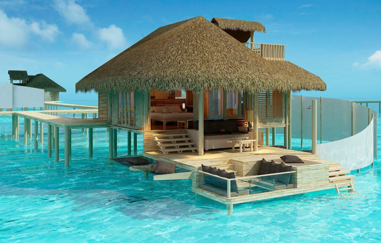 Photo wallpaper sea, the sky, clouds, nature, mood, stay, relax, Paradise