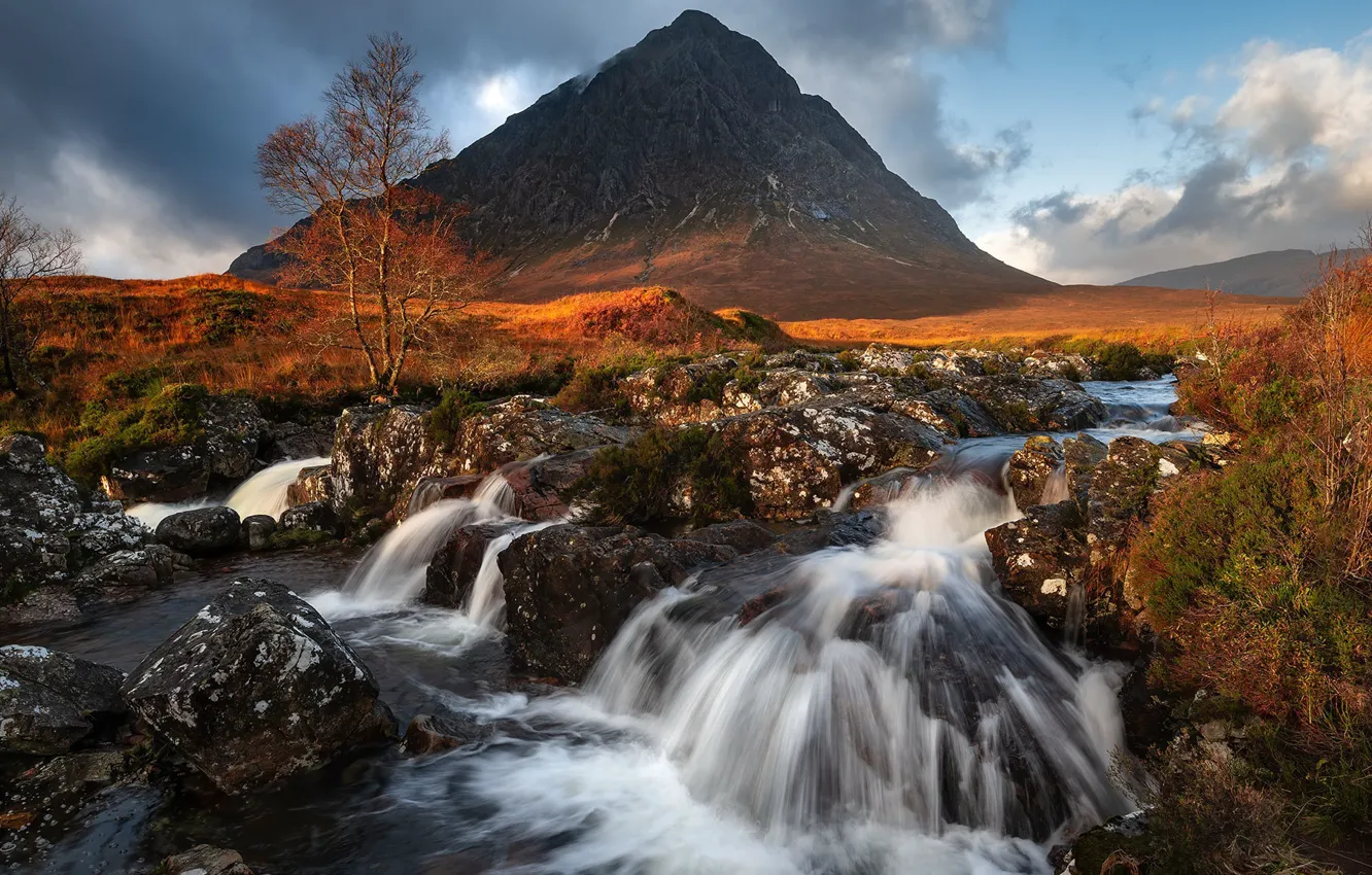 Photo wallpaper autumn, mountains, river
