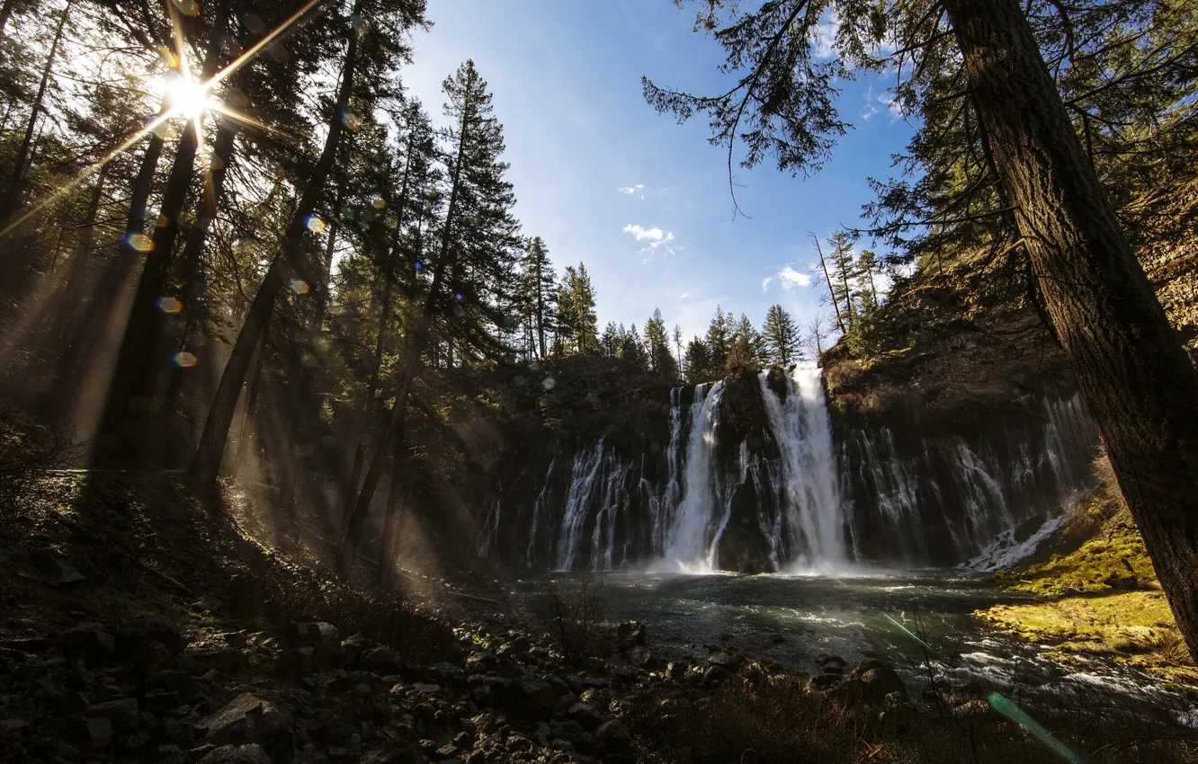Photo wallpaper nature, river, waterfall