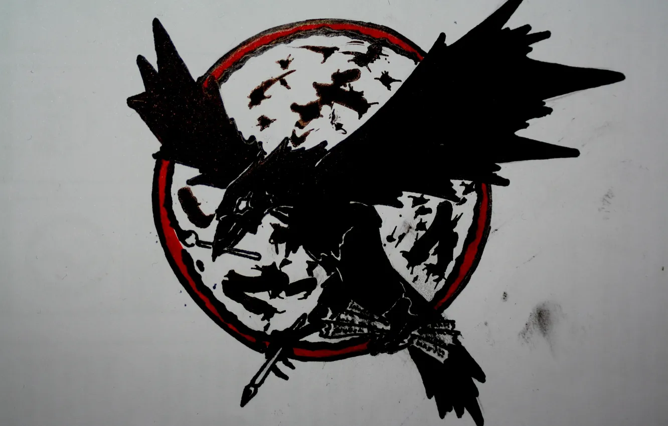 Photo wallpaper background, wings, key, arrow, Raven