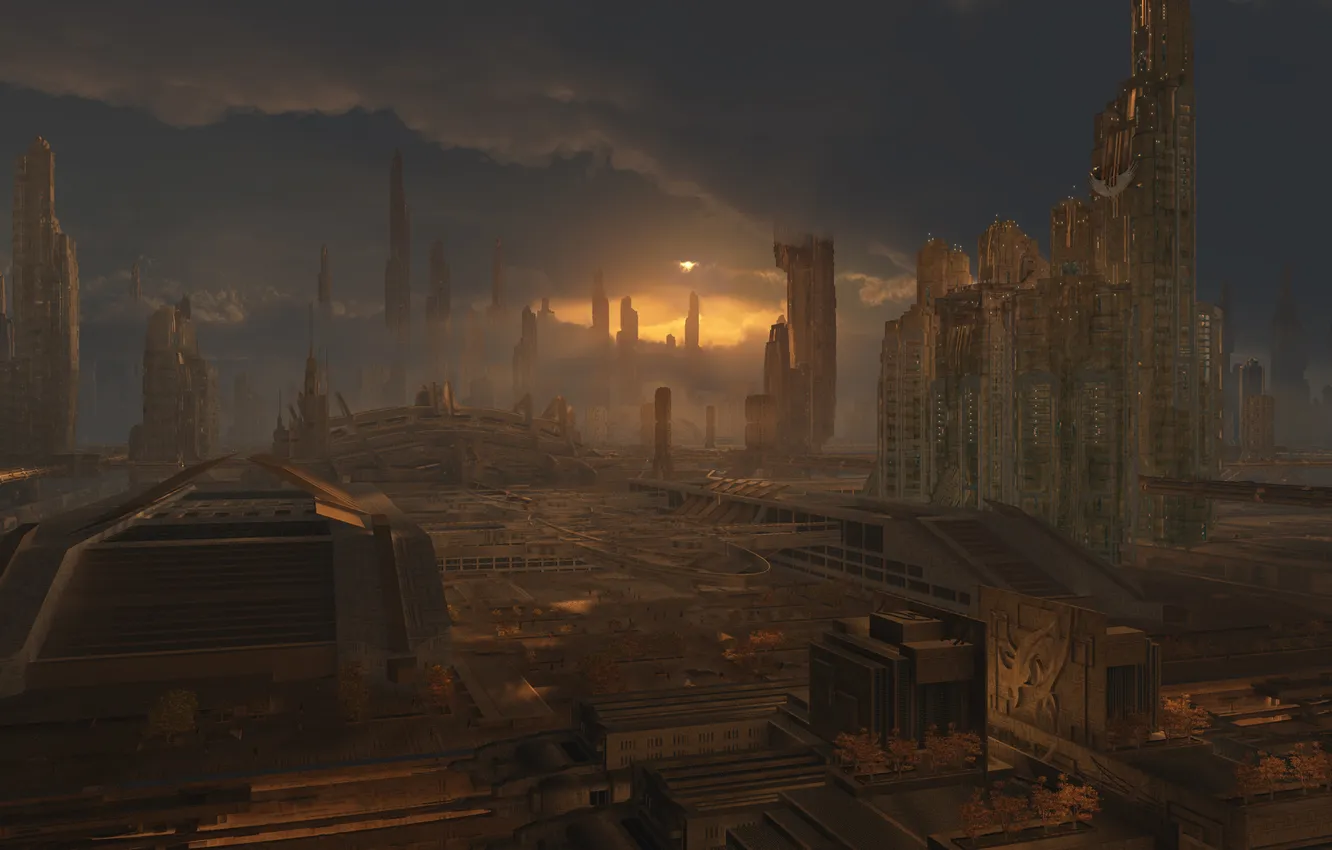 Photo wallpaper the city, future, art, buildings, Phoenix rising, Plate projects