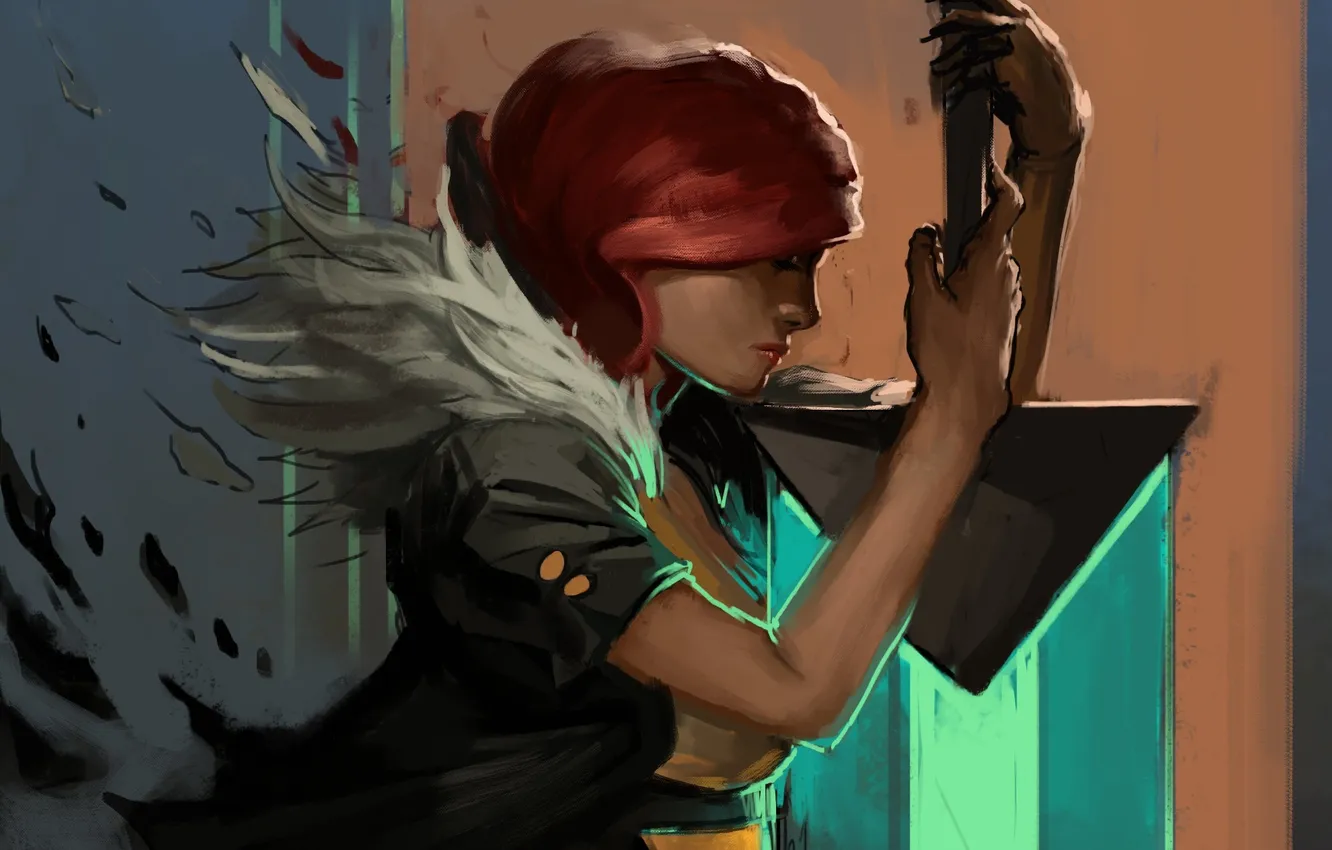 Photo wallpaper girl, sword, art, profile, Transistor