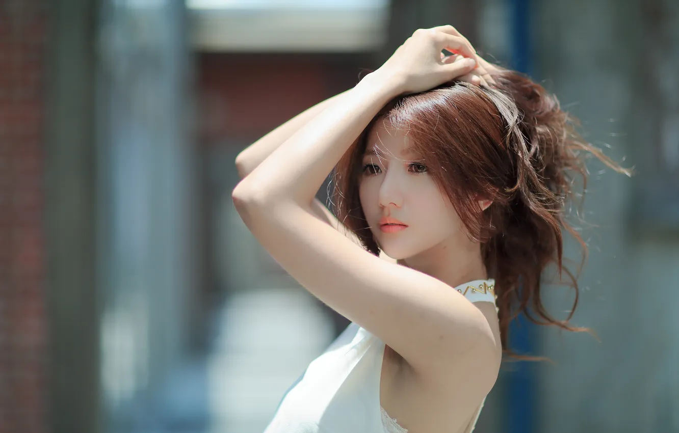 Photo wallpaper summer, look, girl, hair, hands, Asian