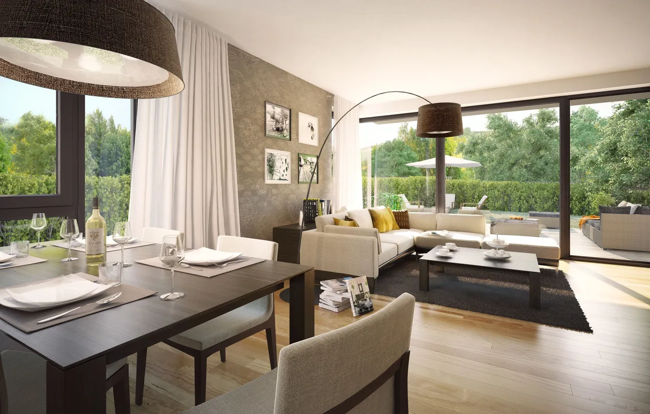 Photo wallpaper design, style, room, Villa, home, interior, living room