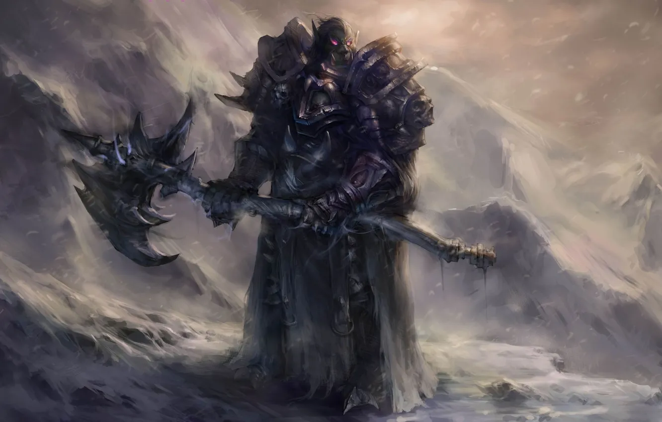 Photo wallpaper WoW, World of Warcraft, Death Knight, Orc, Orc, death knight