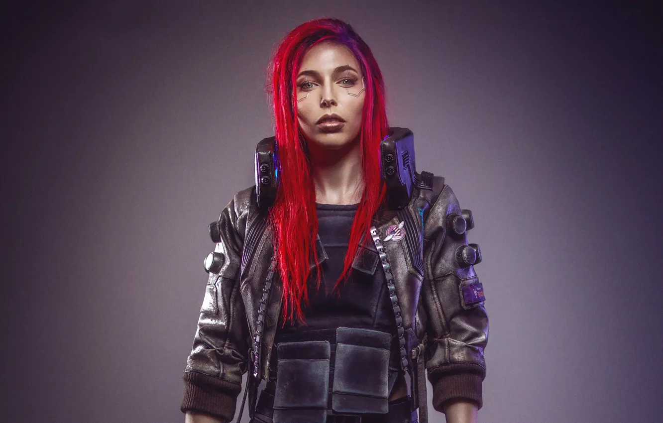 Download Wallpaper Girl, Red Hair, Cyberpunk 2077, Cyberpunk, Section