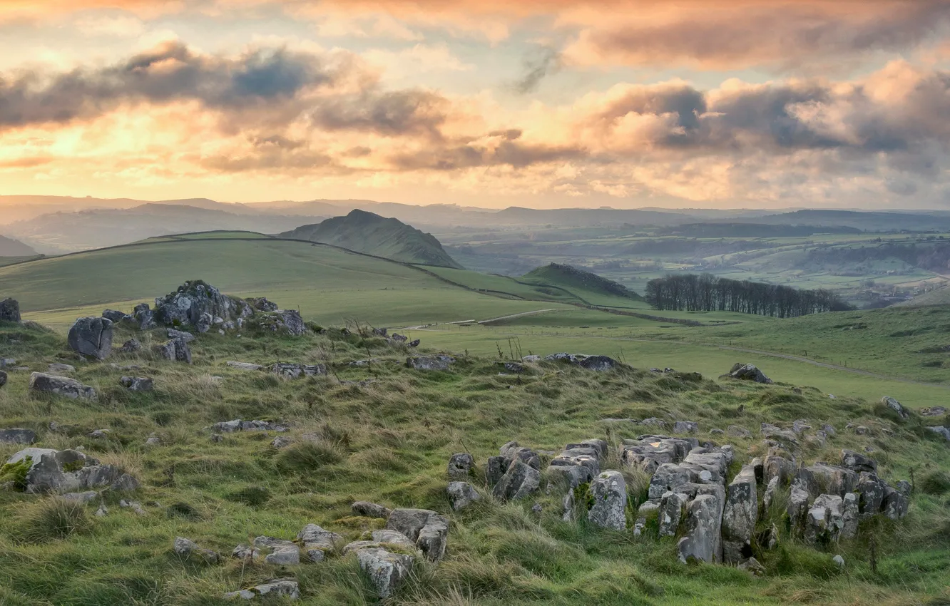 Photo wallpaper mountains, nature, England, Derbyshire