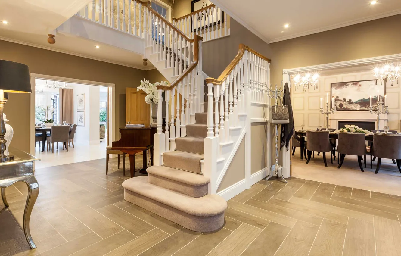 Photo wallpaper interior, ladder, piano, the lobby, dining room, hall, Happy house, by Claude Hooper