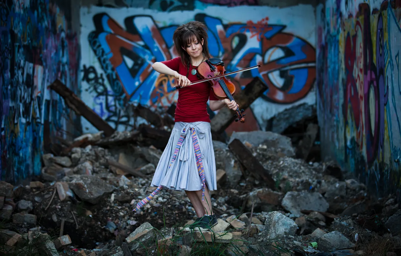 Photo wallpaper girl, violin, violin, Lindsey Stirling, Lindsey Stirling, violinist