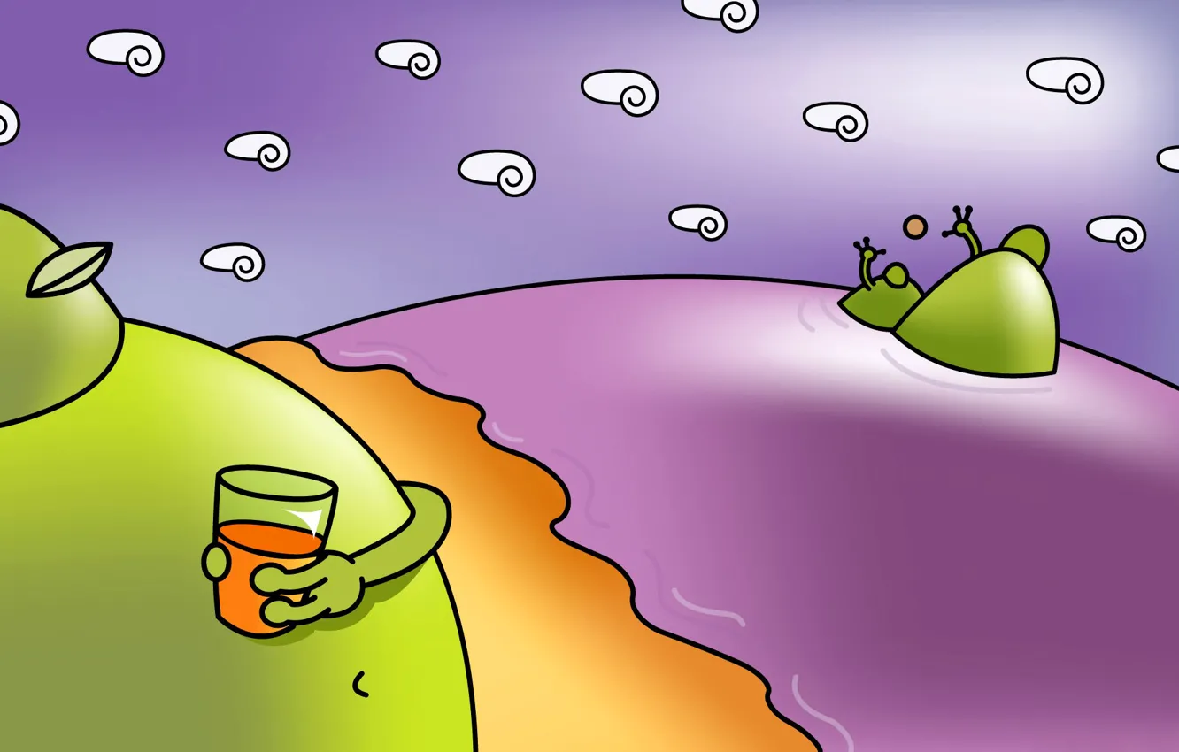 Photo wallpaper sea, the sky, clouds, glass, stay, shore