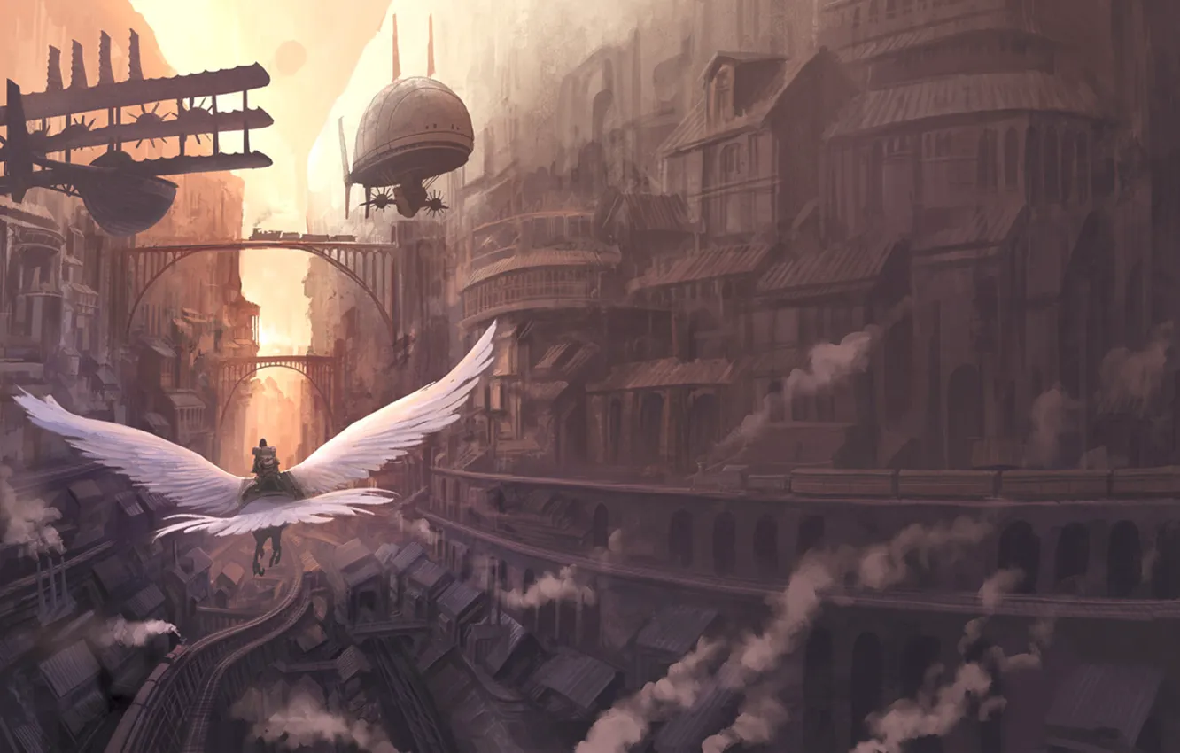 Photo wallpaper flight, wings, the airship