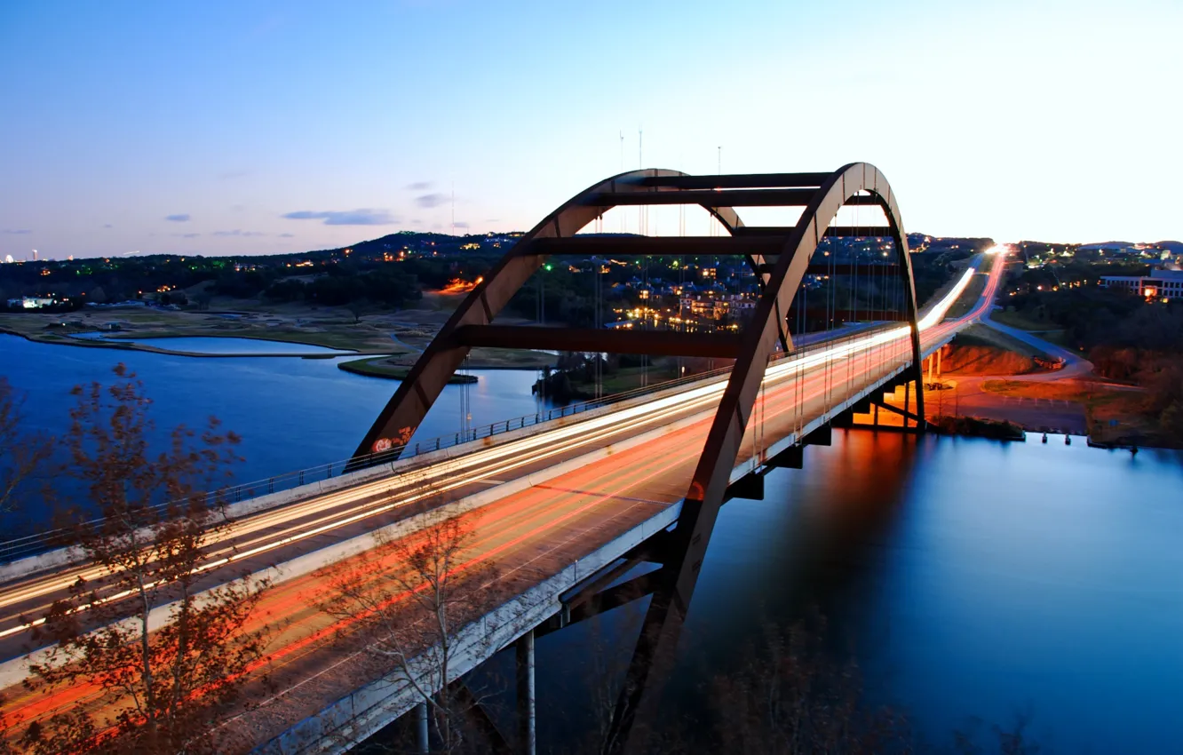 Photo wallpaper city, the city, USA, Austin, Texas, Pennybacker_bridge, Loop360_bridge