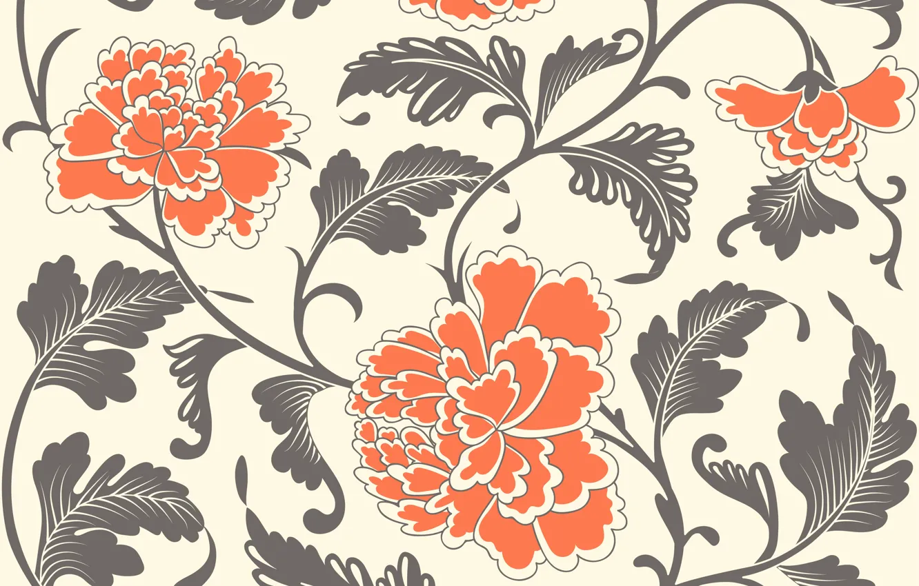Photo wallpaper flowers, background, pattern, texture, vintage