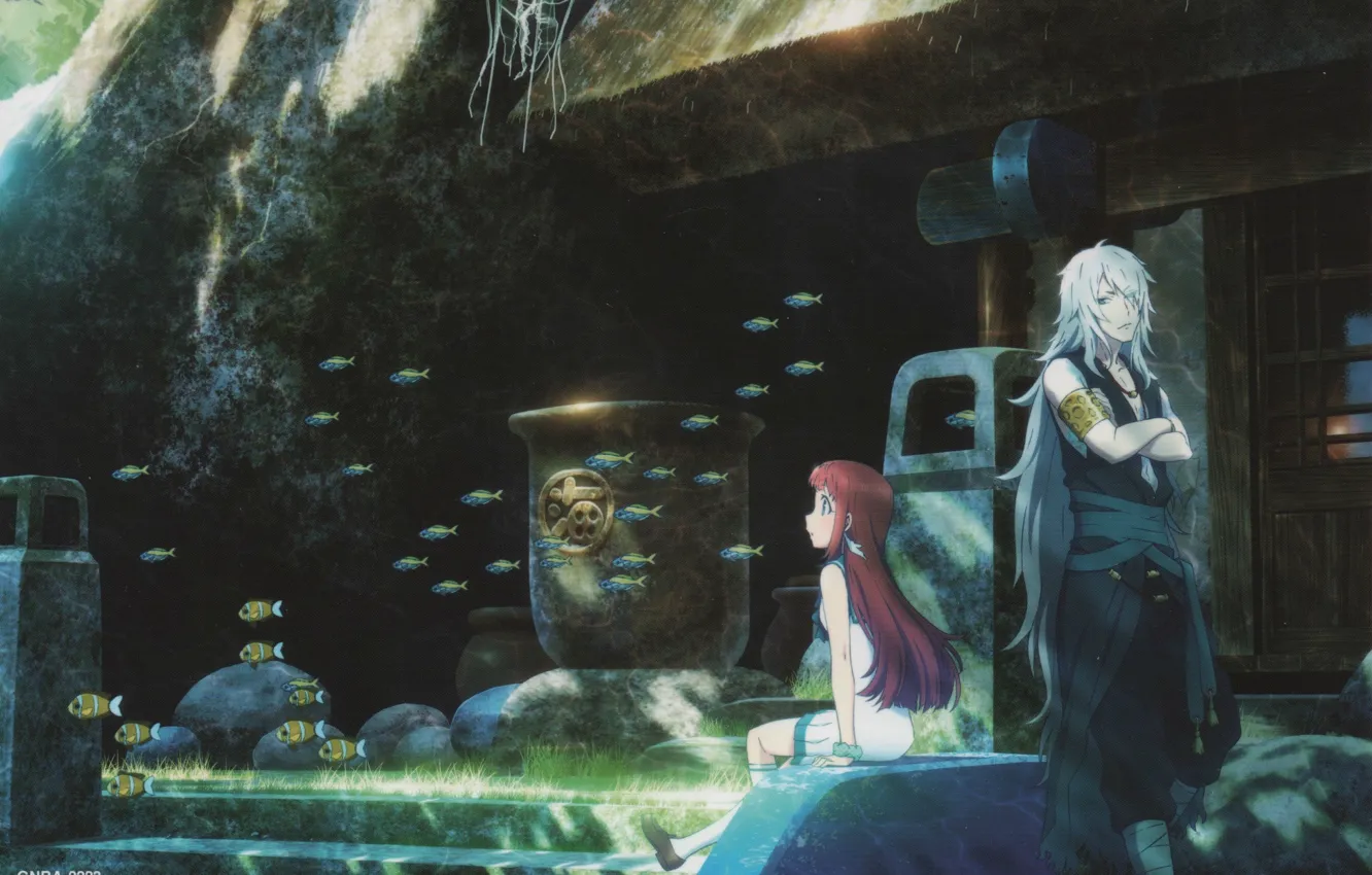 Photo wallpaper fish, house, stones, temple, underwater world, deity, Like no Asukara, Manaka Mukaido