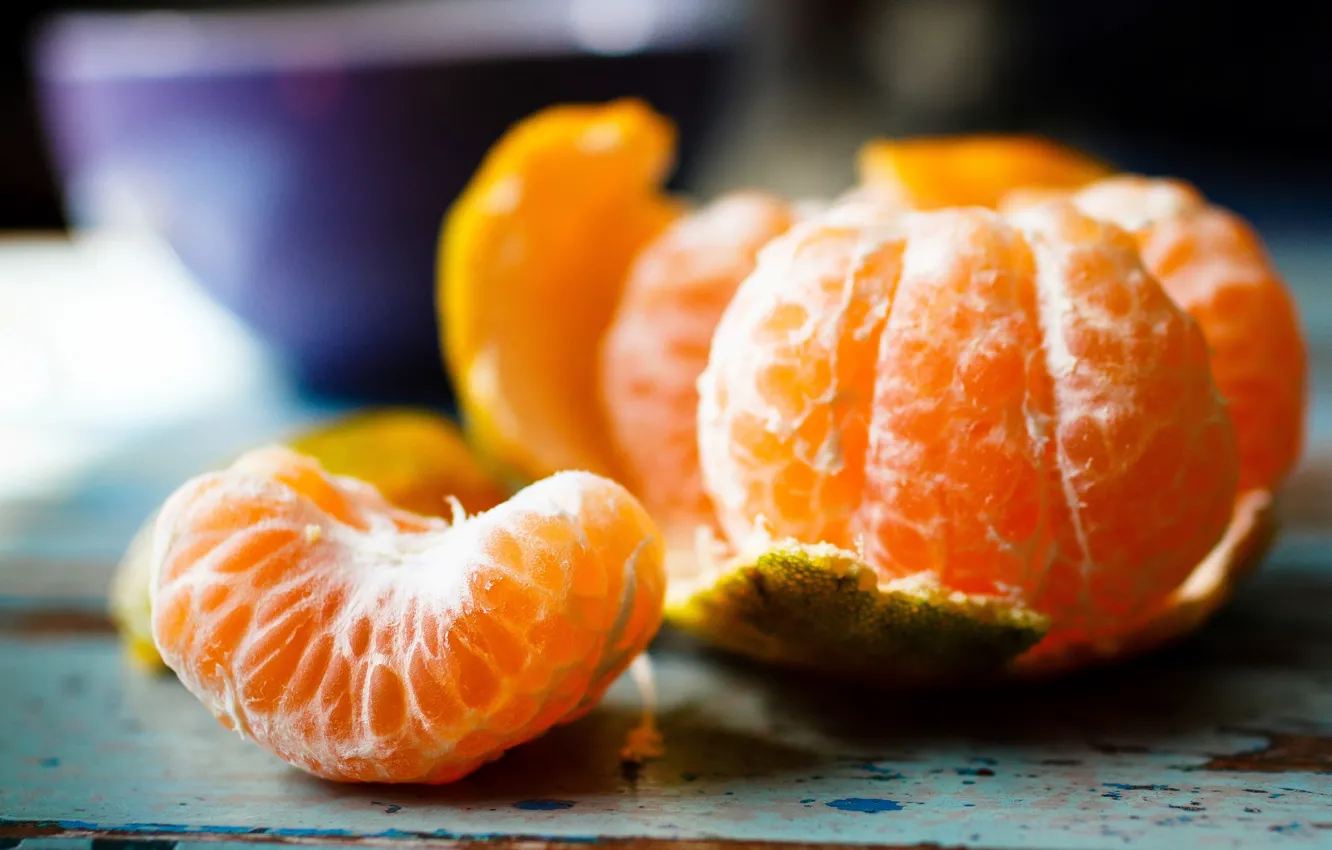 Photo wallpaper slice, citrus, fruit, peel, Mandarin