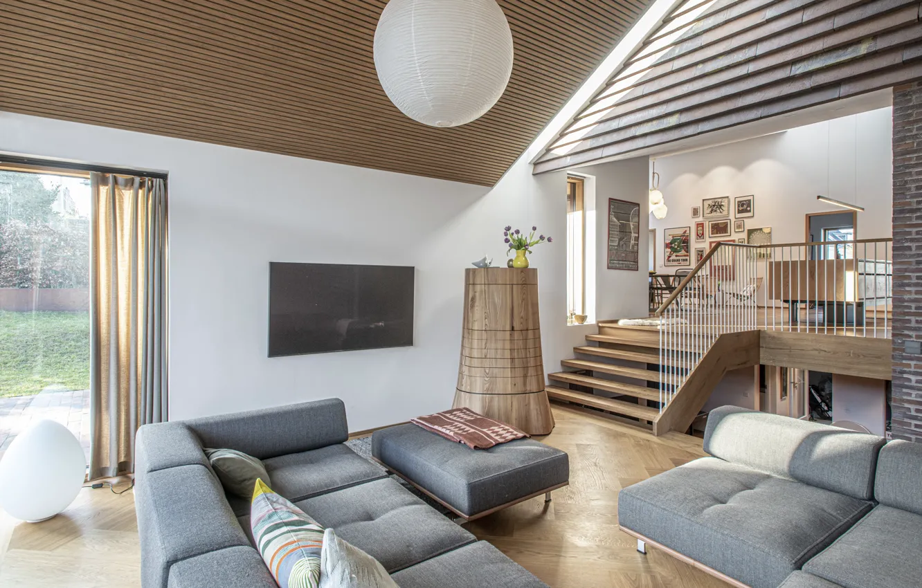 Photo wallpaper Villa, interior, Denmark, living room, Denmark, Aarhus, by C.F. Møller Architects, Villa E