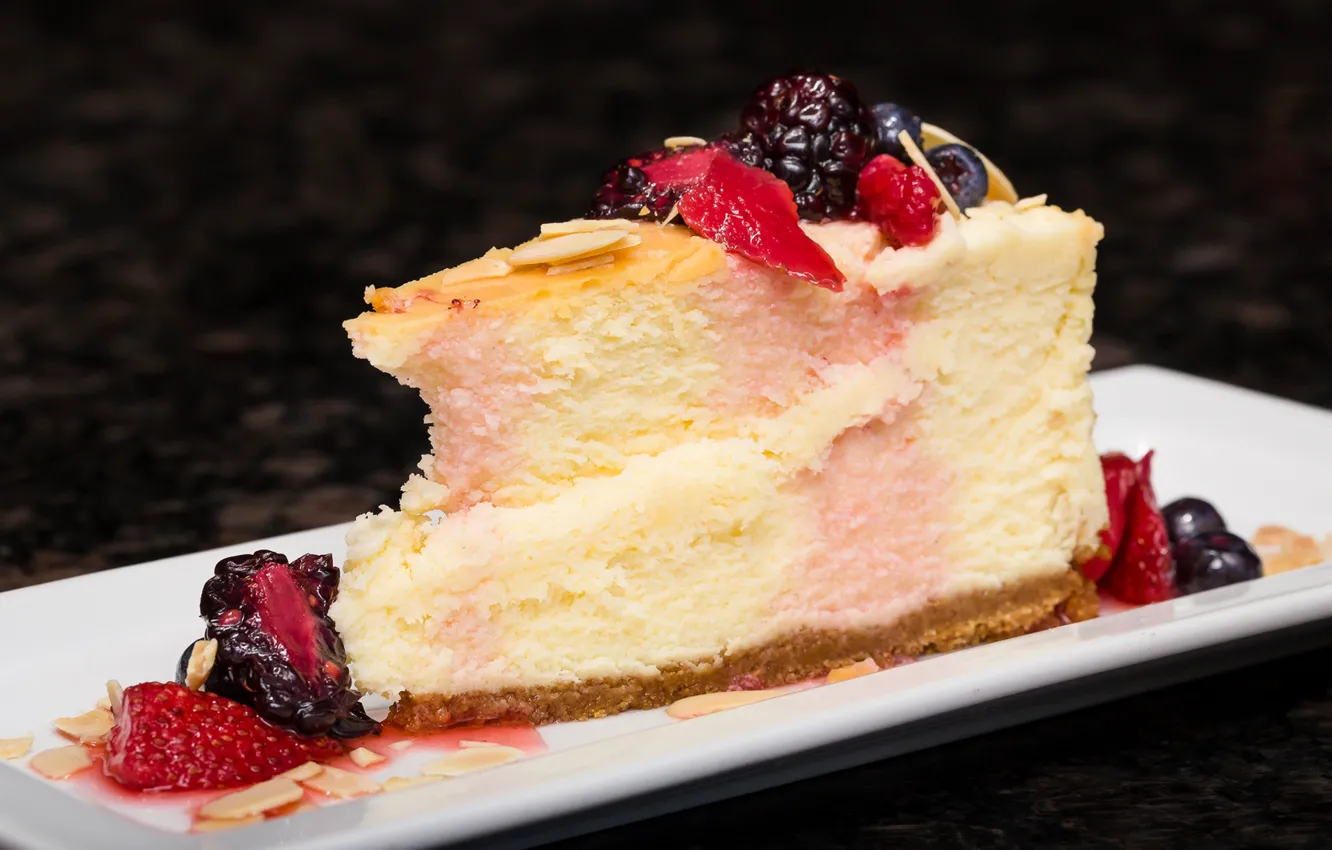 Photo wallpaper berries, dessert, cheesecake