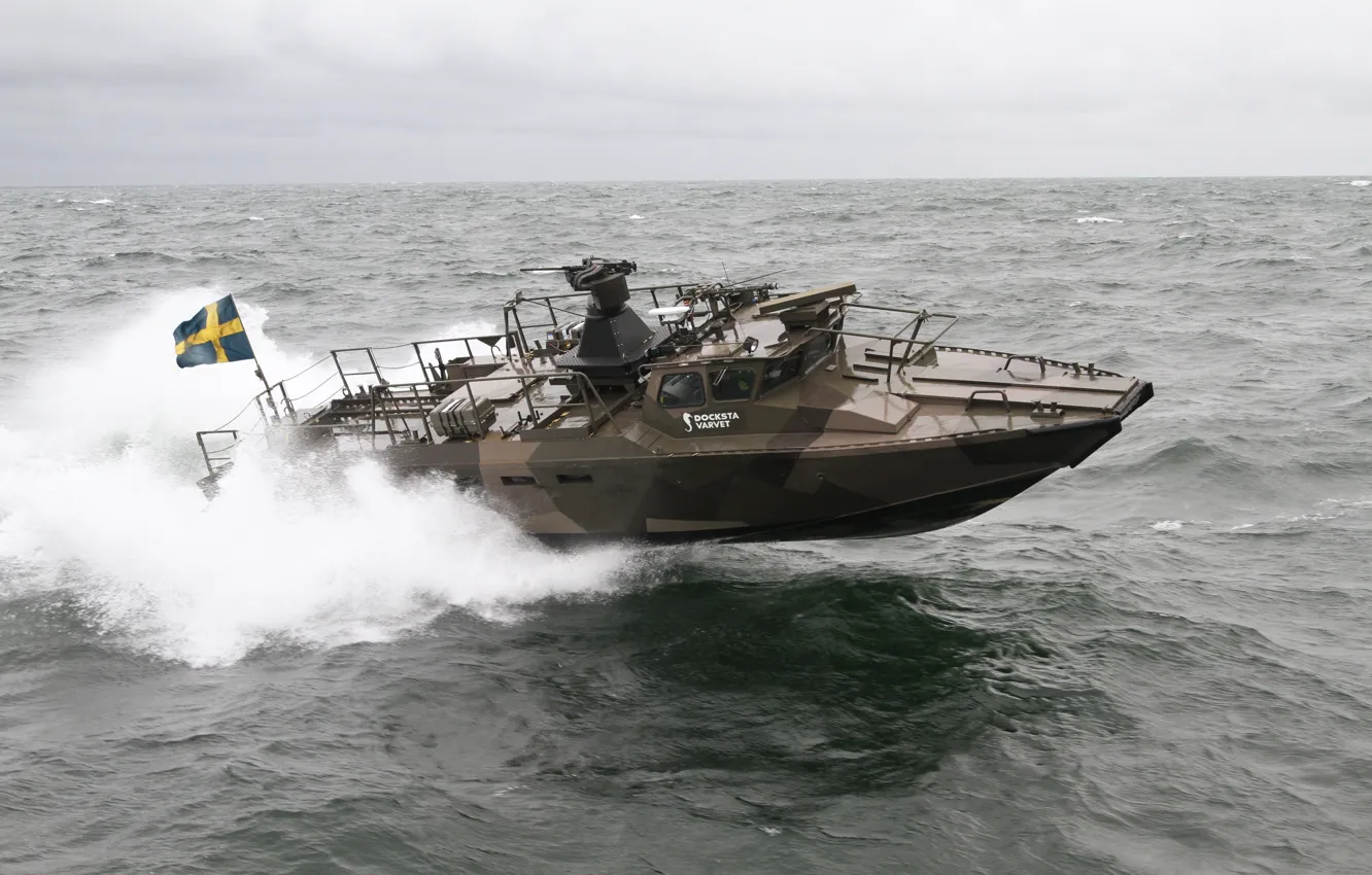 Photo wallpaper Sea, You can, Squirt, Combat Boat, Combat boat, Docksta CB90